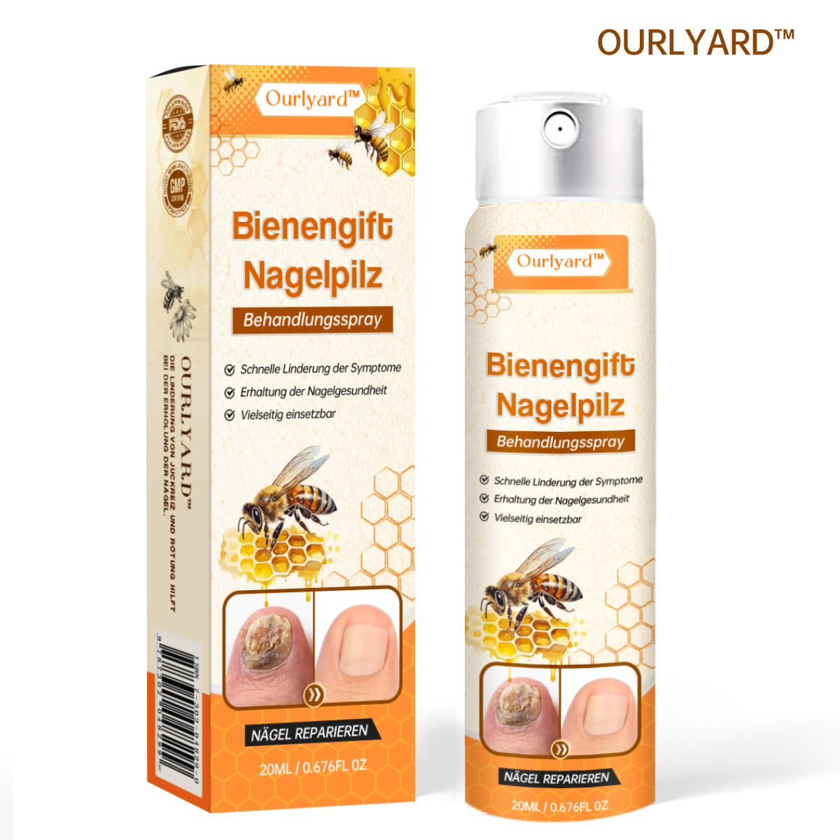 Ourlyard™ Spray de traitement contre les champignons des ongles au venin d’abeille Pro